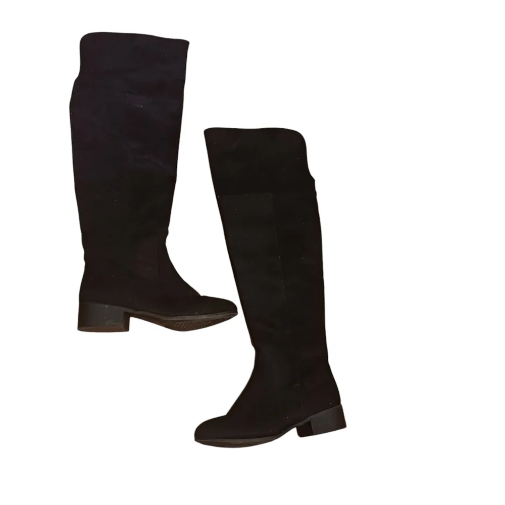 Black Over The Knee Boots Ladies 6 1/2 Block Heel  Gothic Fairycore Whimsigoth